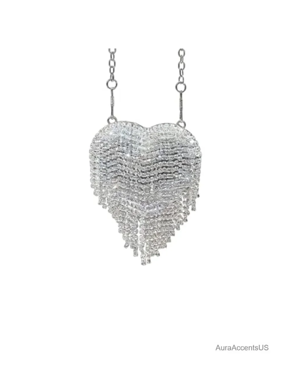 Evening Clutch Purse in Heart Shape with Sparkling Rhinestones for Wedding